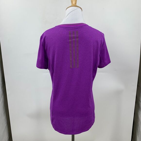 Adidas Climalite Tee Shirt Womens M Purple Crew Neck Performance Short Sleeve - Picture 5 of 9